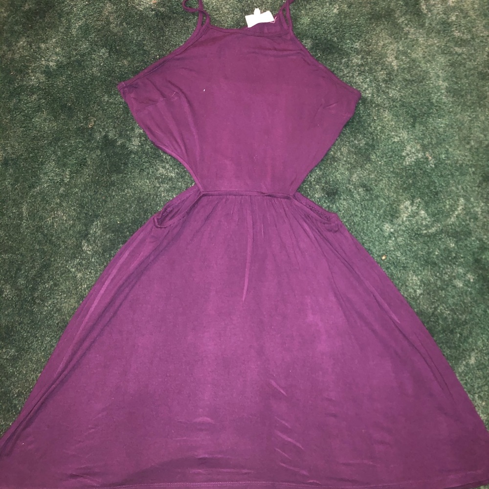 High neck, cut out sides,  keyhole back sun dress